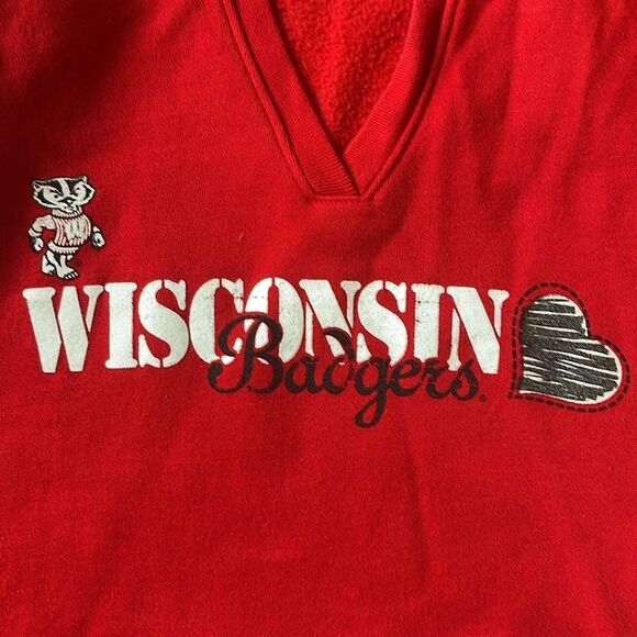 Vintage Wisconsin Badgers Bucky Hoodie Large and reservable  Wis Badgers scarf - Picture 7 of 16